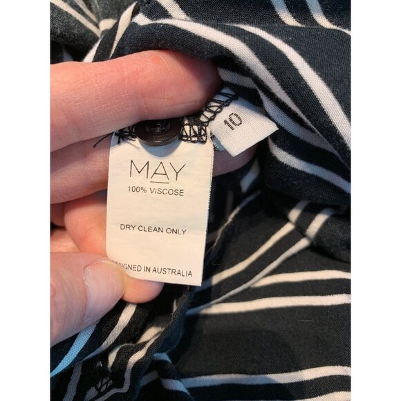 May Women Dress 10 Stripes Long Sleeves High Low Black White. - Picture 12 of 12